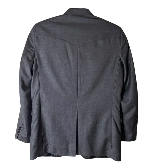 Circle S Western Blazer Jacket Mens 40R Gray Two Button Vtg Cowboy Dallas - Picture 2 of 5